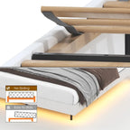 King Size Floating Upholstered Platform Bed with Hidden Storage