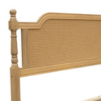 Traditional Style Platform Bed with Rattan Headboard and Footboard for Bedroom
