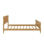 Traditional Style Platform Bed with Rattan Headboard and Footboard for Bedroom