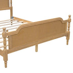 Traditional Style Platform Bed with Rattan Headboard and Footboard for Bedroom