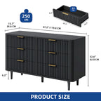 Moasis 6 Drawer Dresser Wood Storage Dresser Organizer with Waveform Fluted Panel