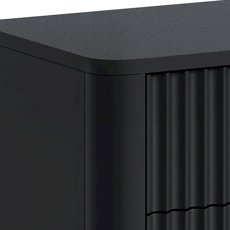 Moasis 6 Drawer Dresser Wood Storage Dresser Organizer with Waveform Fluted Panel