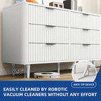 Moasis 6 Drawer Dresser Wood Storage Dresser Organizer with Waveform Fluted Panel