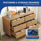 Moasis 6 Drawer Dresser Wood Storage Dresser Organizer with Waveform Fluted Panel