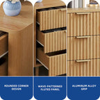 Moasis 6 Drawer Dresser Wood Storage Dresser Organizer with Waveform Fluted Panel