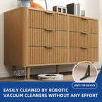 Moasis 6 Drawer Dresser Wood Storage Dresser Organizer with Waveform Fluted Panel