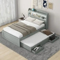 Twin XL Platform Bed with LED Headboard & Drawers