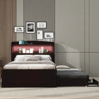 Twin XL Platform Bed with LED Headboard & Drawers