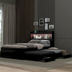 Twin XL Platform Bed with LED Headboard & Drawers
