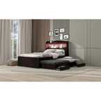 Twin XL Platform Bed with LED Headboard & Drawers