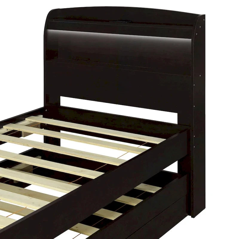 Twin XL Platform Bed with LED Headboard & Drawers