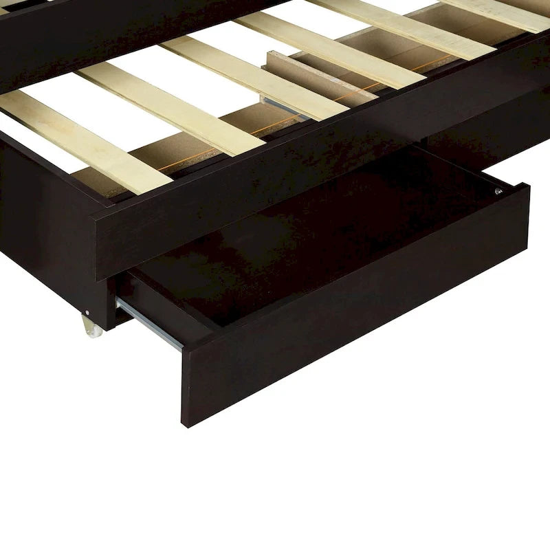 Twin XL Platform Bed with LED Headboard & Drawers