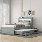 Twin XL Platform Bed with LED Headboard & Drawers