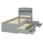 Twin XL Platform Bed with LED Headboard & Drawers