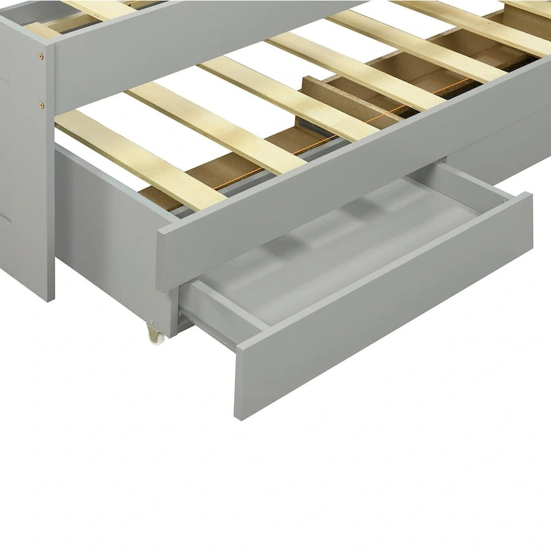 Twin XL Platform Bed with LED Headboard & Drawers