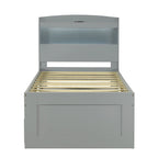 Twin XL Platform Bed with LED Headboard & Drawers