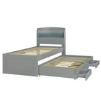 Twin XL Platform Bed with LED Headboard & Drawers