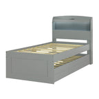 Twin XL Platform Bed with LED Headboard & Drawers