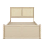 Wood Storage Platform Bed with 4 Drawers & Rattan Headboard