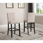 Modern Style 3-Piece Dining Set with Round Bar Table and 2 Nailhead Pub Chairs