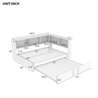 Full Metal Daybed with Trundle, Storage Cabinets, and USB Ports