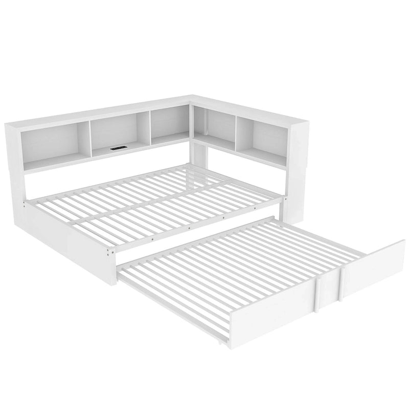 Full Metal Daybed with Trundle, Storage Cabinets, and USB Ports