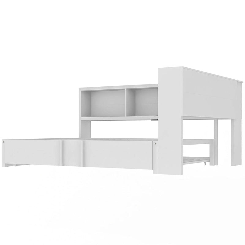 Full Metal Daybed with Trundle, Storage Cabinets, and USB Ports