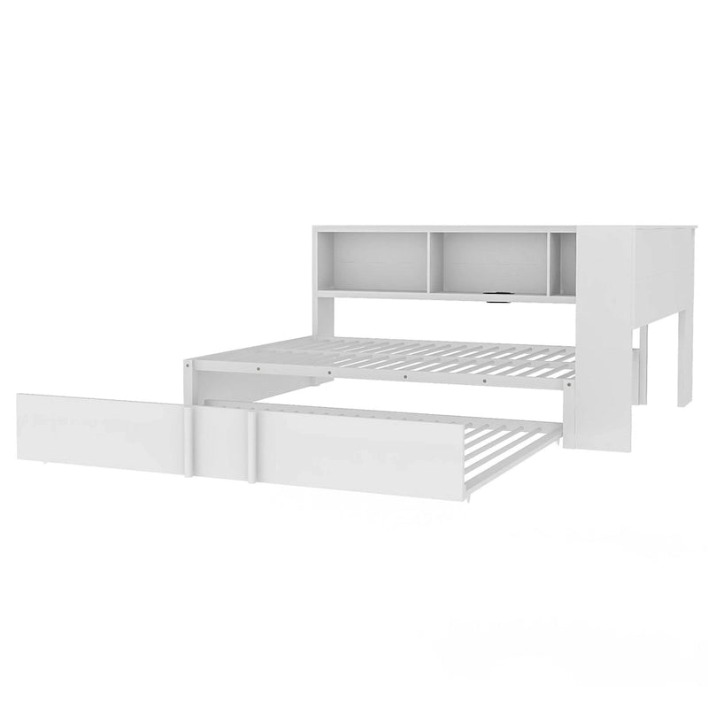 Full Metal Daybed with Trundle, Storage Cabinets, and USB Ports