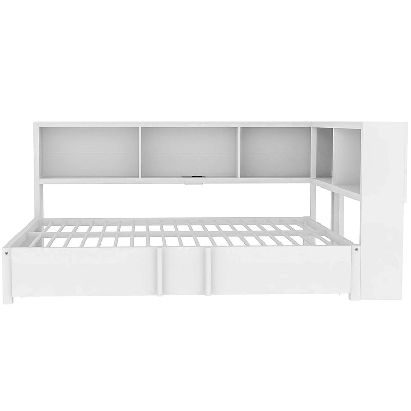 Full Metal Daybed with Trundle, Storage Cabinets, and USB Ports