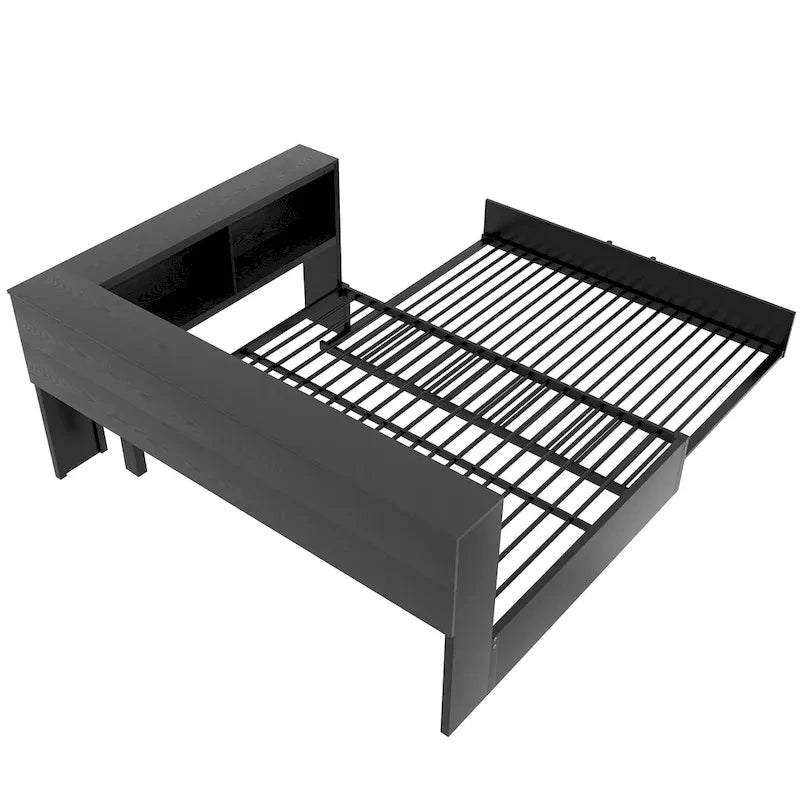 Full Metal Daybed with Trundle, Storage Cabinets, and USB Ports