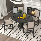 Black 5-Piece Wooden Dining Table Set with Extendable Round Table & 4 Chairs