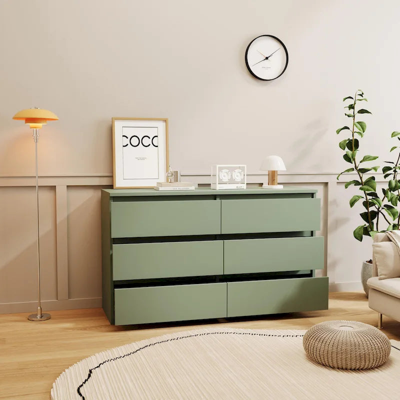 6-Drawer Double Dresser, Storage Cabinet with Handleless for Bedroom, Living Room