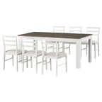 7-Piece Wooden Dining Table Set with 6 Chairs & Extendable Table