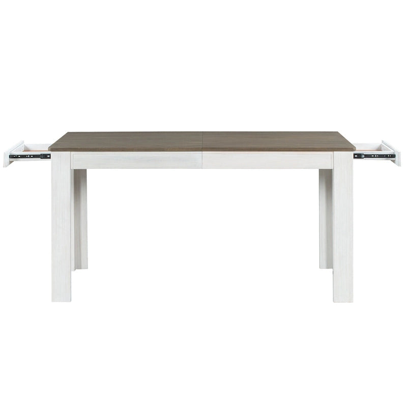 7-Piece Wooden Dining Table Set with 6 Chairs & Extendable Table