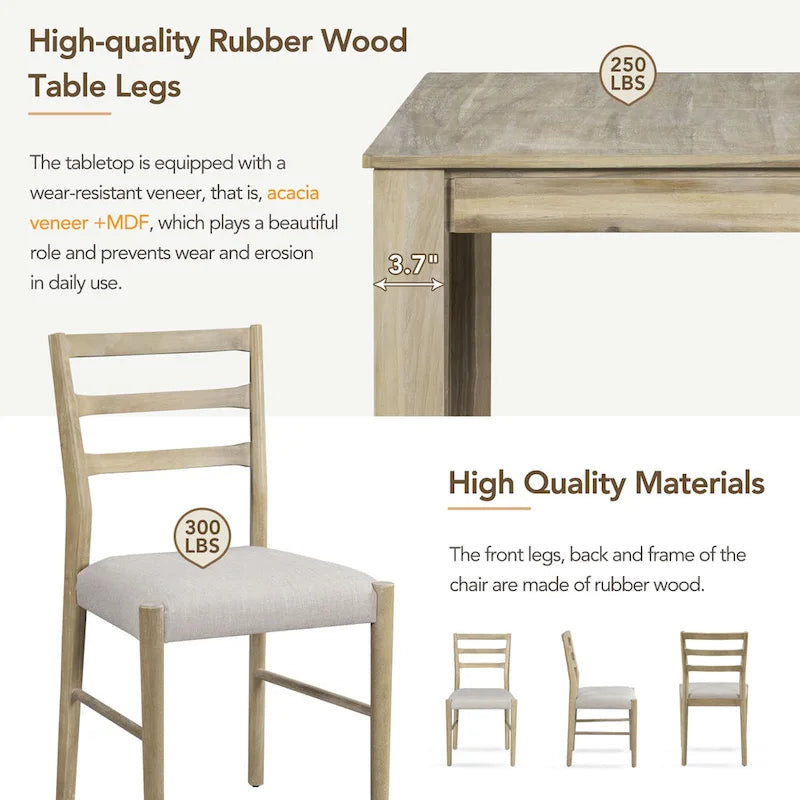 7-Piece Wooden Dining Table Set with 6 Chairs & Extendable Table