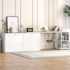 Queen Wooden Murphy Bed with Rotating Desk, Foldable Cabinet