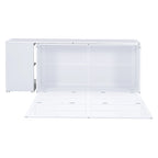 Queen Wooden Murphy Bed with Rotating Desk, Foldable Cabinet