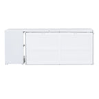 Queen Wooden Murphy Bed with Rotating Desk, Foldable Cabinet