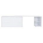 Queen Wooden Murphy Bed with Rotating Desk, Foldable Cabinet