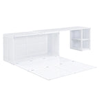 Queen Wooden Murphy Bed with Rotating Desk, Foldable Cabinet