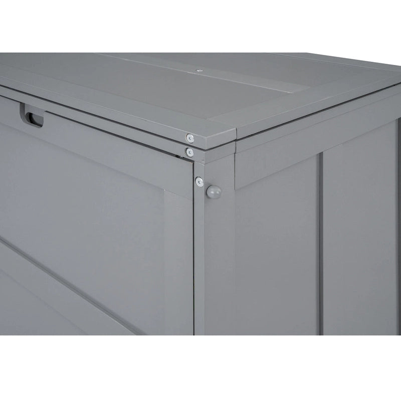 Queen Wooden Murphy Bed with Rotating Desk, Foldable Cabinet