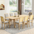 7-Piece Wooden Dining Table Set with Extendable Table, 6 Armless & 2 Armchairs