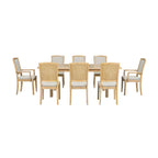 7-Piece Wooden Dining Table Set with Extendable Table, 6 Armless & 2 Armchairs