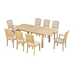 7-Piece Wooden Dining Table Set with Extendable Table, 6 Armless & 2 Armchairs