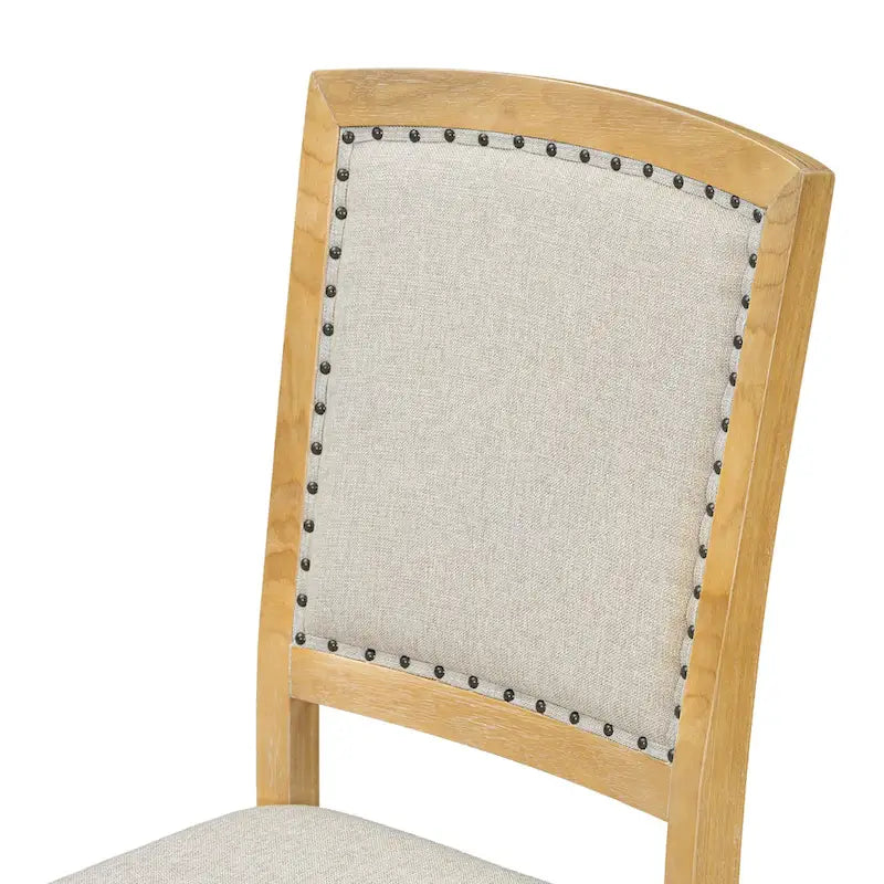 7-Piece Wooden Dining Table Set with Extendable Table, 6 Armless & 2 Armchairs