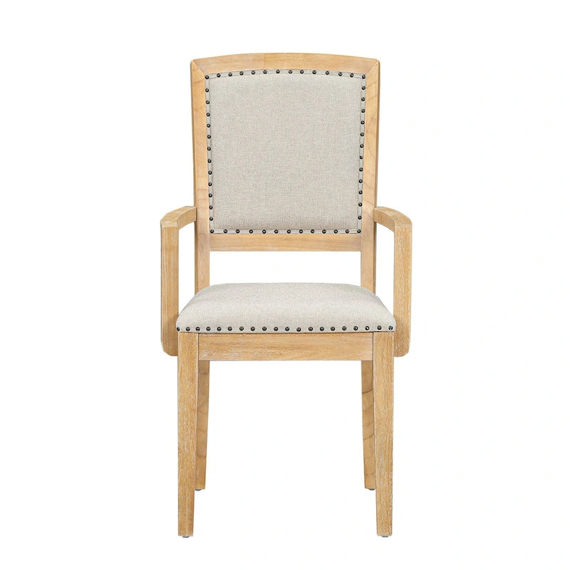 7-Piece Wooden Dining Table Set with Extendable Table, 6 Armless & 2 Armchairs