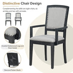 7-Piece Wooden Dining Table Set with Extendable Table, 6 Armless & 2 Armchairs