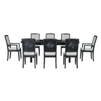 7-Piece Wooden Dining Table Set with Extendable Table, 6 Armless & 2 Armchairs