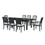 7-Piece Wooden Dining Table Set with Extendable Table, 6 Armless & 2 Armchairs