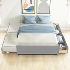 Full Solid Wood Platform Bed with Twin Trundle